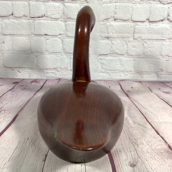 Vintage Hand Carved Wood Swan with Glass Marble Eyes - Picture 5 of 12